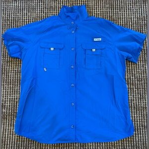 Columbia sportswear womens PFG royal blue short sleeve button sport sun shirt XL